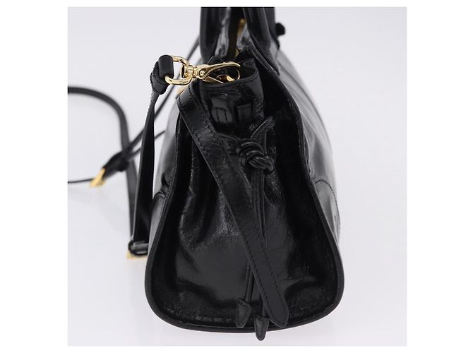Borsa PRADA Bonnie in pelle 2 vie Nero Oro Auth 197332SAM D'oro - vista 3