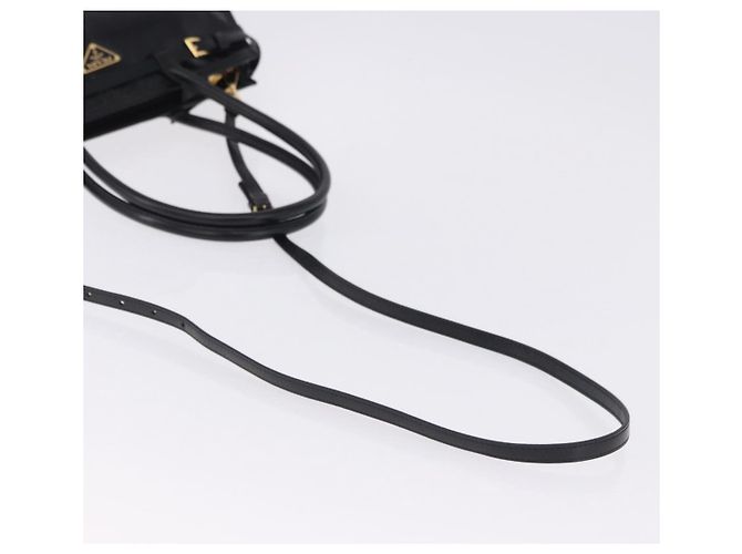 Borsa PRADA Bonnie in pelle 2 vie Nero Oro Auth 197332SAM D'oro - vista 8