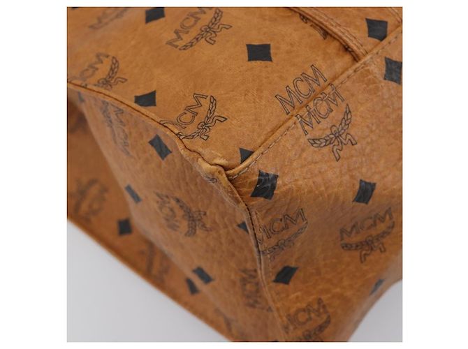 Borsa Tote MCM Vicetos Logogram PVC Leather Brown Gold Auth 199649 Marrone D'oro - vista 14