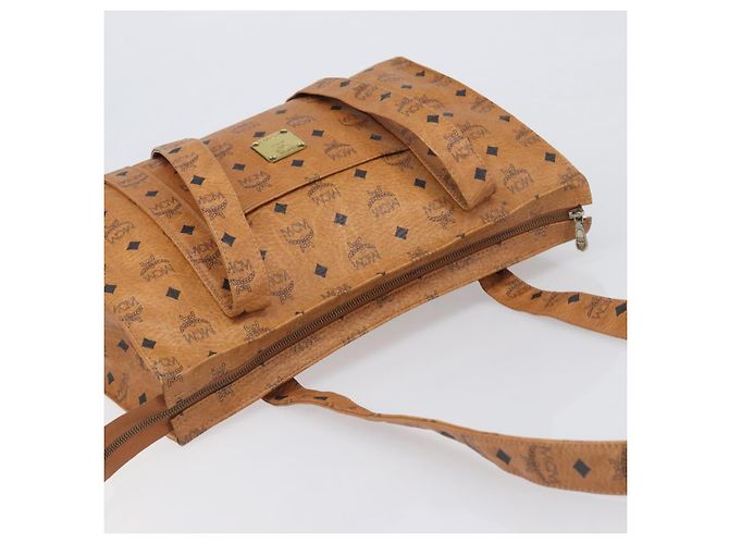 Borsa Tote MCM Vicetos Logogram PVC Leather Brown Gold Auth 199649 Marrone D'oro - vista 6