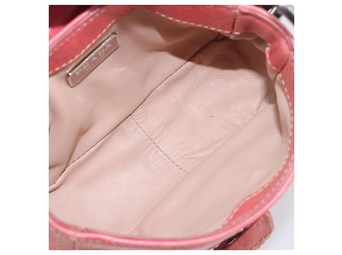 Borsa a mano PRADA in pelle 2way Rosa Argento Auth 197313V - vista 10