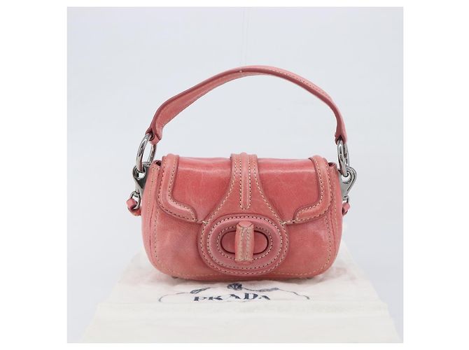 Borsa a mano PRADA in pelle 2way Rosa Argento Auth 197313V - vista 12
