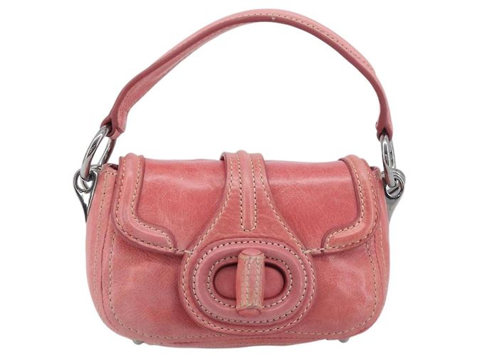 Borsa a mano PRADA in pelle 2way Rosa Argento Auth 197313V - vista 13