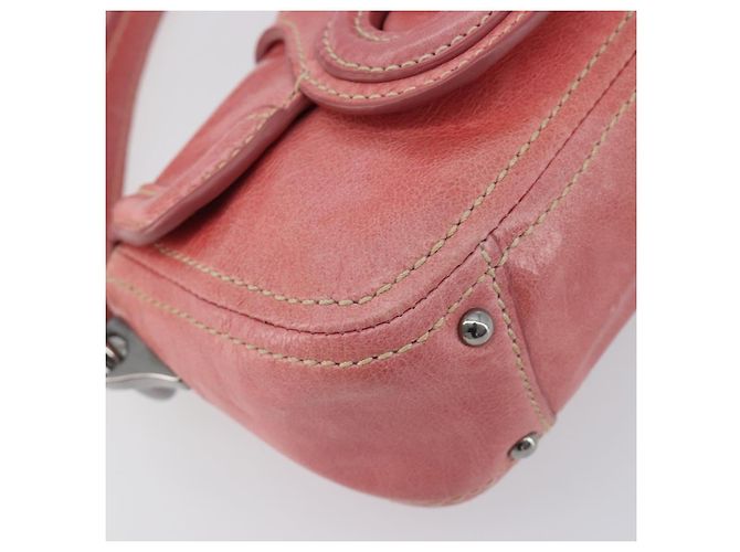 Borsa a mano PRADA in pelle 2way Rosa Argento Auth 197313V - vista 17