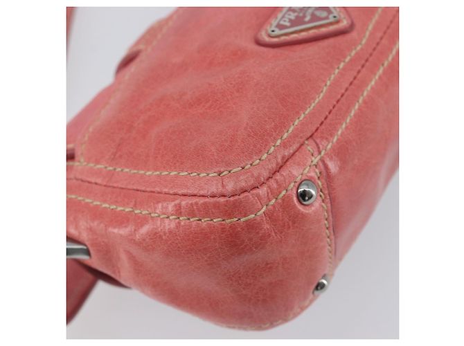 Borsa a mano PRADA in pelle 2way Rosa Argento Auth 197313V - vista 19