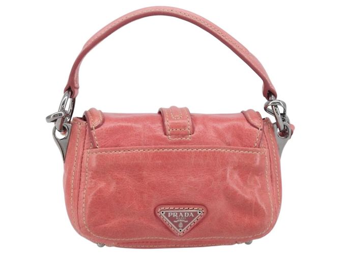Borsa a mano PRADA in pelle 2way Rosa Argento Auth 197313V - vista 2
