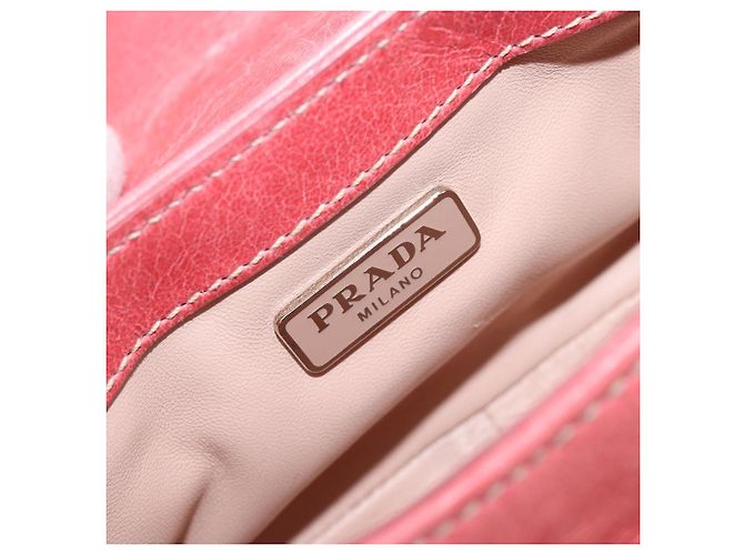 Borsa a mano PRADA in pelle 2way Rosa Argento Auth 197313V - vista 23