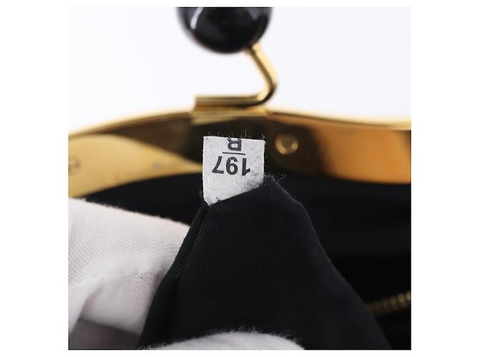 Borsa a tracolla Miu Miu Matelassé in pelle nera e oro autentica 196010M - vista 11