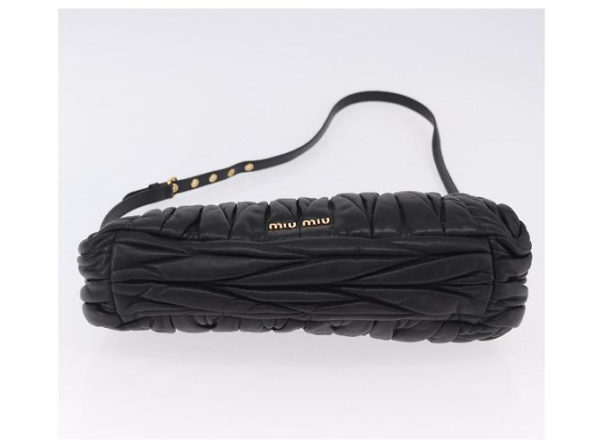 Borsa a tracolla Miu Miu Matelassé in pelle nera e oro autentica 196010M - vista 5