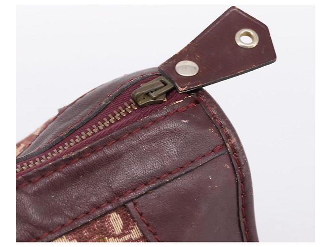 Borsa Boston Christian Dior Trotter Canvas Rossa Oro Auth 197860 Rosso D'oro - vista 11