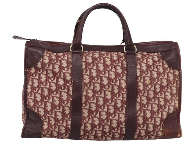 Borsa Boston Christian Dior Trotter Canvas Rossa Oro Auth 197860 Rosso D'oro - vista 13