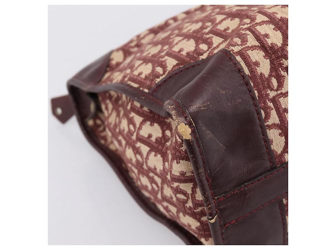 Borsa Boston Christian Dior Trotter Canvas Rossa Oro Auth 197860 Rosso D'oro - vista 15