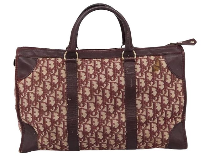 Borsa Boston Christian Dior Trotter Canvas Rossa Oro Auth 197860 Rosso D'oro - vista 2