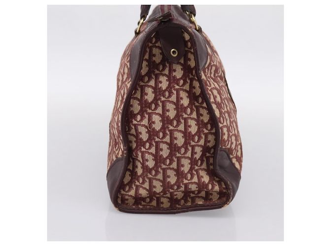 Borsa Boston Christian Dior Trotter Canvas Rossa Oro Auth 197860 Rosso D'oro - vista 3