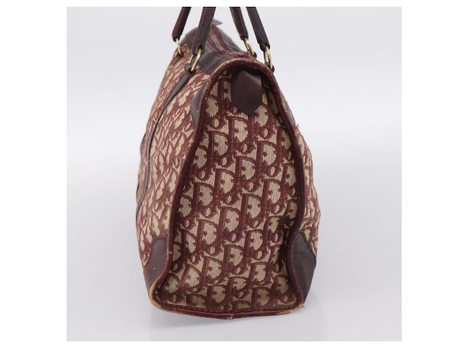 Borsa Boston Christian Dior Trotter Canvas Rossa Oro Auth 197860 Rosso D'oro - vista 4