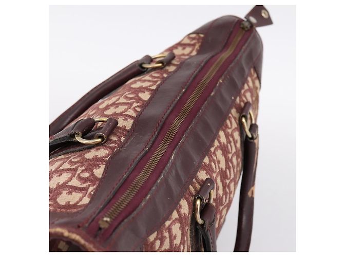Borsa Boston Christian Dior Trotter Canvas Rossa Oro Auth 197860 Rosso D'oro - vista 6