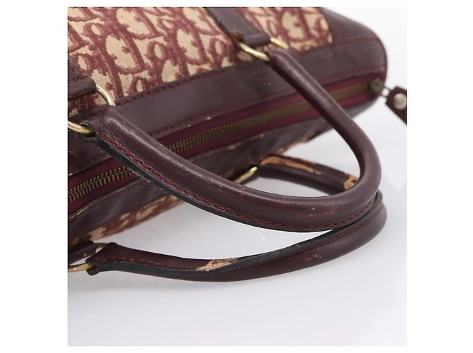 Borsa Boston Christian Dior Trotter Canvas Rossa Oro Auth 197860 Rosso D'oro - vista 7