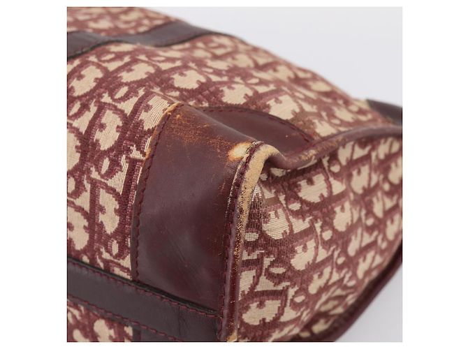 Borsa Boston Christian Dior Trotter Canvas Rossa Oro Auth 197860 Rosso D'oro - vista 9