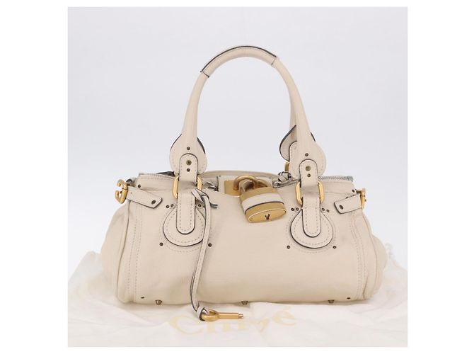 Chloé Borsa a mano Chloe Paddington in pelle Beige Oro Argento Auth ki6776M D'oro - vista 12