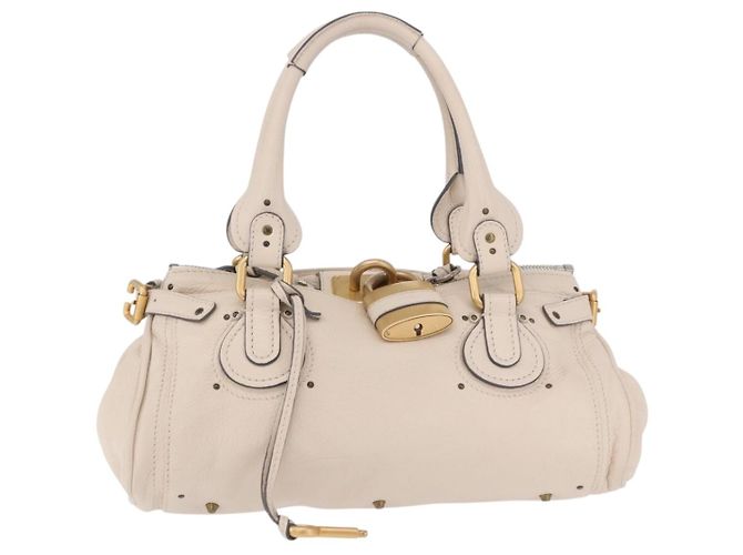 Chloé Borsa a mano Chloe Paddington in pelle Beige Oro Argento Auth ki6776M D'oro - vista 13