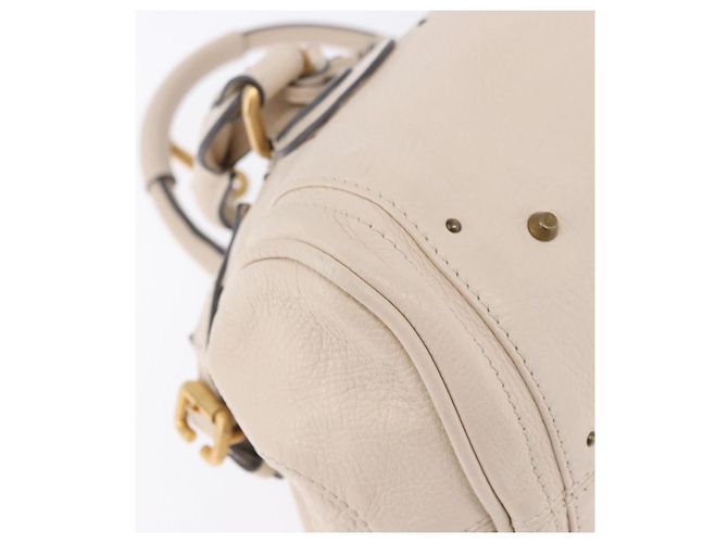 Chloé Borsa a mano Chloe Paddington in pelle Beige Oro Argento Auth ki6776M D'oro - vista 16