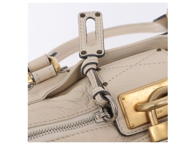 Chloé Borsa a mano Chloe Paddington in pelle Beige Oro Argento Auth ki6776M D'oro - vista 18