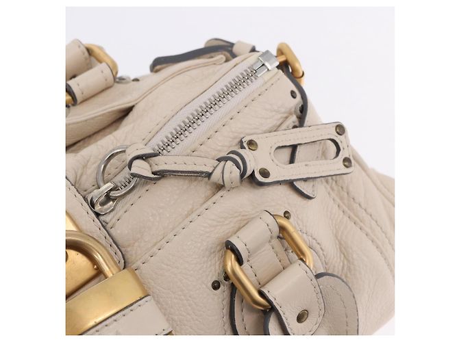 Chloé Borsa a mano Chloe Paddington in pelle Beige Oro Argento Auth ki6776M D'oro - vista 19
