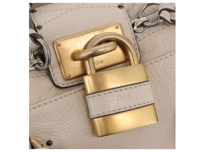 Chloé Borsa a mano Chloe Paddington in pelle Beige Oro Argento Auth ki6776M D'oro - vista 20