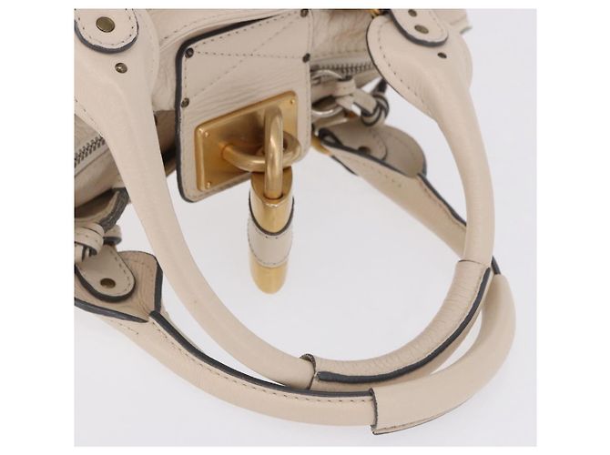Chloé Borsa a mano Chloe Paddington in pelle Beige Oro Argento Auth ki6776M D'oro - vista 7