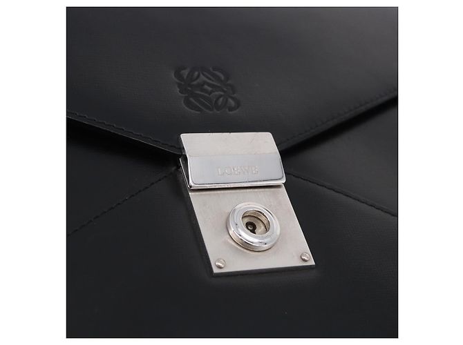 Borsa Clutch LOEWE Pelle Nero Argento Auth 197703 - vista 17
