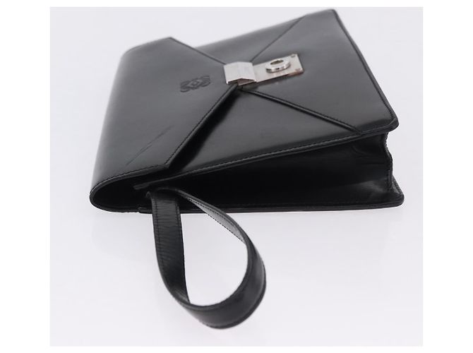 Borsa Clutch LOEWE Pelle Nero Argento Auth 197703 - vista 4