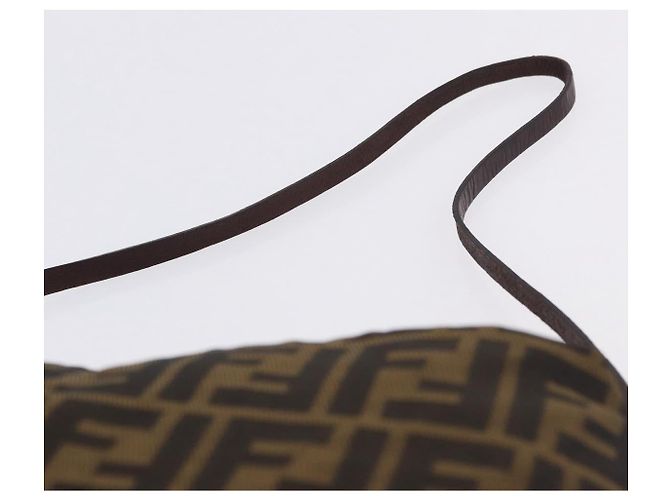 Borsa a tracolla FENDI Zucca Canvas Mamma Baguette Marrone Nero Auth 196984 - vista 14