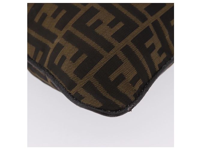 Borsa a tracolla FENDI Zucca Canvas Mamma Baguette Marrone Nero Auth 196984 - vista 15