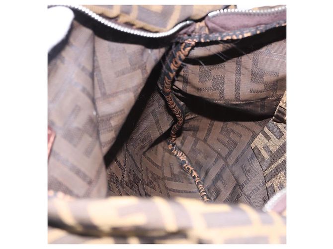 Borsa a tracolla FENDI Zucca Canvas Mamma Baguette Marrone Nero Auth 196984 - vista 20