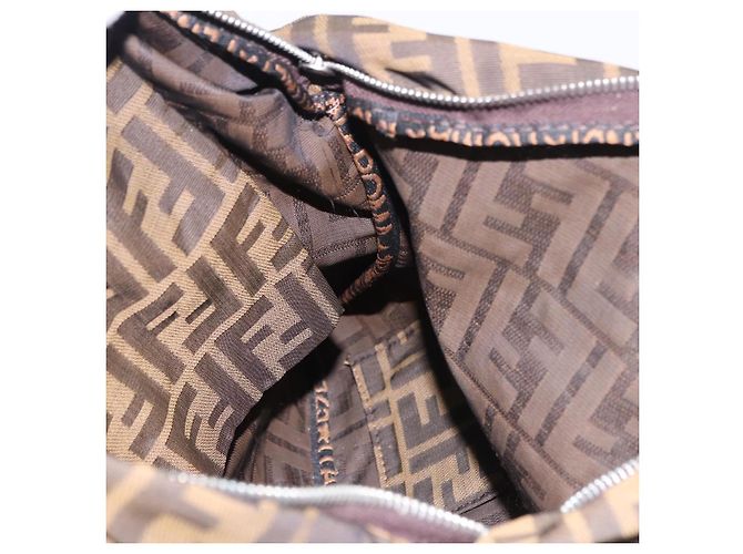 Borsa a tracolla FENDI Zucca Canvas Mamma Baguette Marrone Nero Auth 196984 - vista 21
