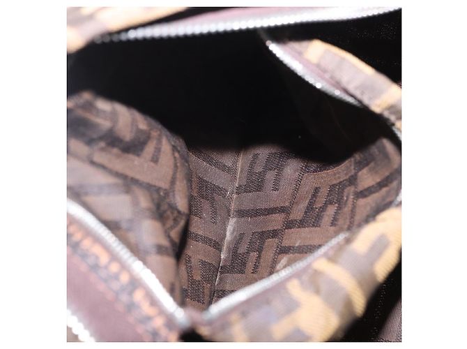 Borsa a tracolla FENDI Zucca Canvas Mamma Baguette Marrone Nero Auth 196984 - vista 23