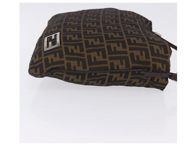 Borsa a tracolla FENDI Zucca Canvas Mamma Baguette Marrone Nero Auth 196984 - vista 3