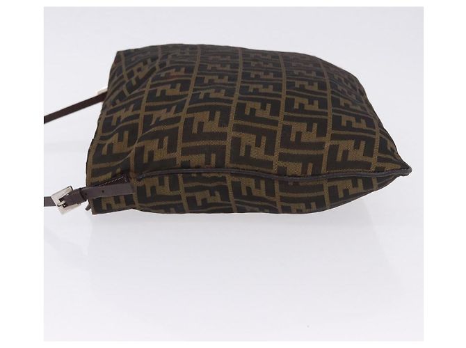 Borsa a tracolla FENDI Zucca Canvas Mamma Baguette Marrone Nero Auth 196984 - vista 4