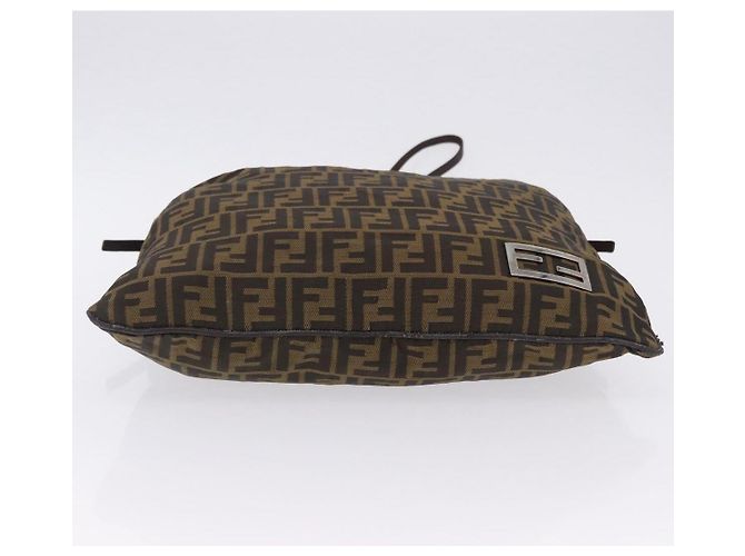 Borsa a tracolla FENDI Zucca Canvas Mamma Baguette Marrone Nero Auth 196984 - vista 5