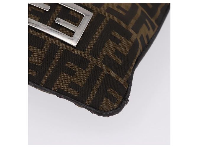 Borsa a tracolla FENDI Zucca Canvas Mamma Baguette Marrone Nero Auth 196984 - vista 8