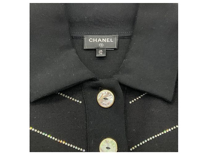 Chanel 2023 Schwarz / Elfenbein Woll-Top mit CC-Verzierungen - Ansicht 4