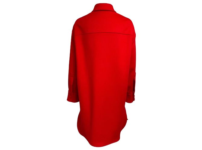 Stella Mc Cartney Stella McCartney Red Button Front Mid-Length Wool Coat - view 3