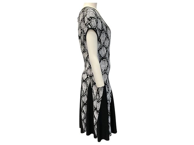 Balmain Skater-Kleid aus Python-Jacquard-Strick in Schwarz / Weiß - Ansicht 2