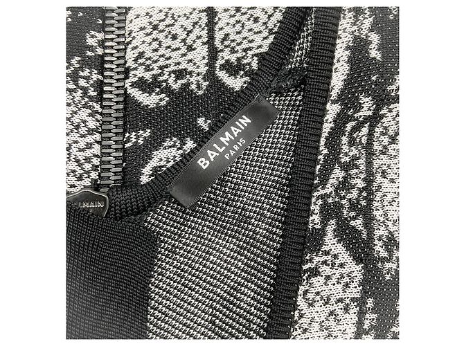Balmain Skater-Kleid aus Python-Jacquard-Strick in Schwarz / Weiß - Ansicht 4