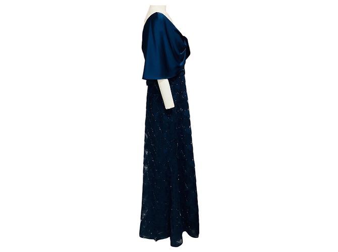 Autre Marque Vestido Anabella de tul texturizado Navy de Theia Azul marino - vista 2