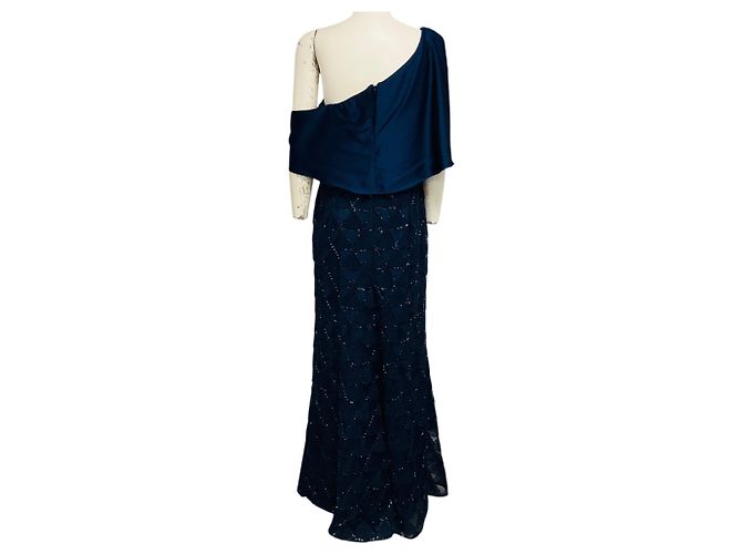 Autre Marque Vestido Anabella de tul texturizado Navy de Theia Azul marino - vista 3