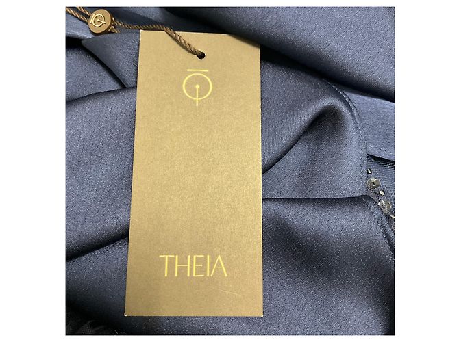 Autre Marque Vestido Anabella de tul texturizado Navy de Theia Azul marino - vista 5