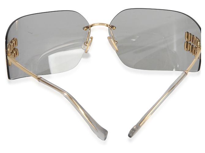 Gafas de sol Aube Miu Miu de metal dorado y lentes grises - vista 4