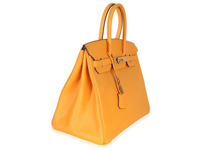 Hermès Jaune D'or Epsom Birkin 35 GHW Arancione Giallo - vista 4