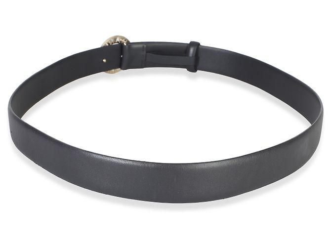 Ceinture Chanel en agneau bleu marine avec logo CC Paris or champagne 95/38 - vue 4